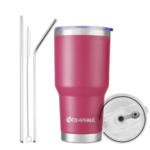 Aquaphile 30 oz Tumbler with Lid and Straw, Stainless Steel Vacuum, Rubine Red
